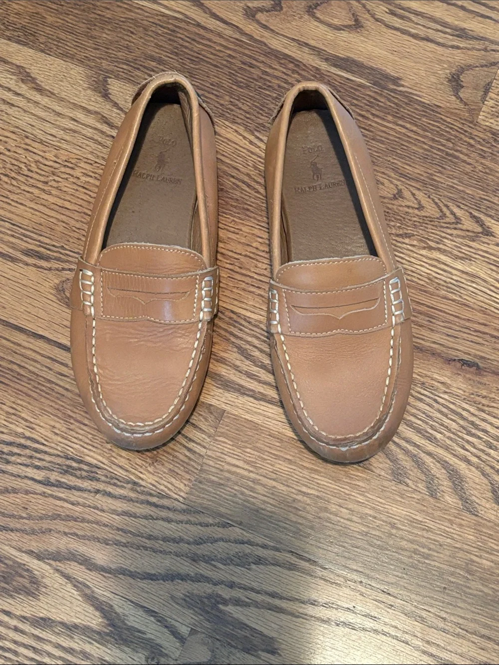 Polo Ralph Lauren Kids Telly Leather Penny Loafers - Tan - Size 13.5 Little Kid